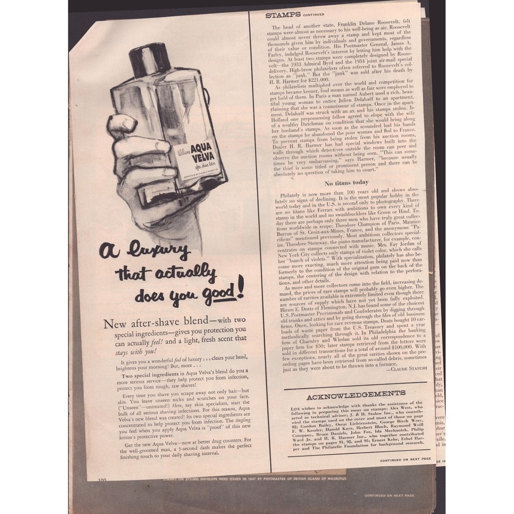Vtg LIFE Magazine Rare Stamp Article British Guiana 1c Magenta Mauritius Postal - Picture 2 of 2